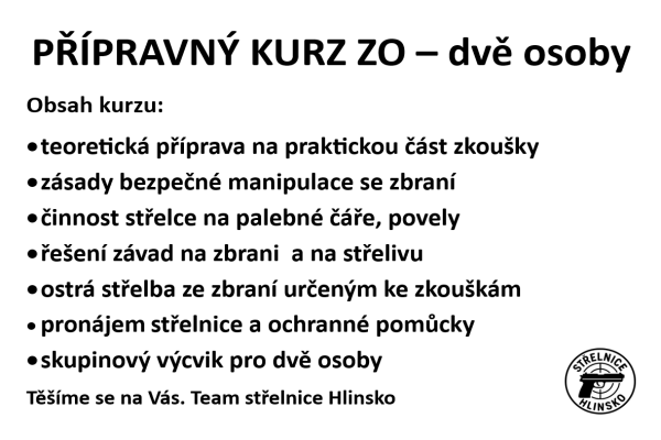 Přípravný kurz na získání zbrojního oprávnění pro dvě osoby